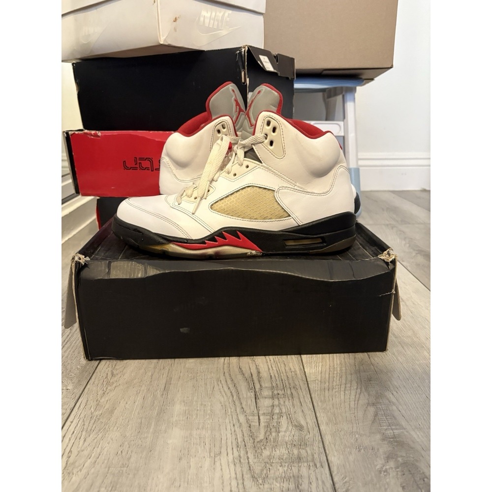 Size 10 - Air Jordan 5‎ Retro 2013 White Fire Red